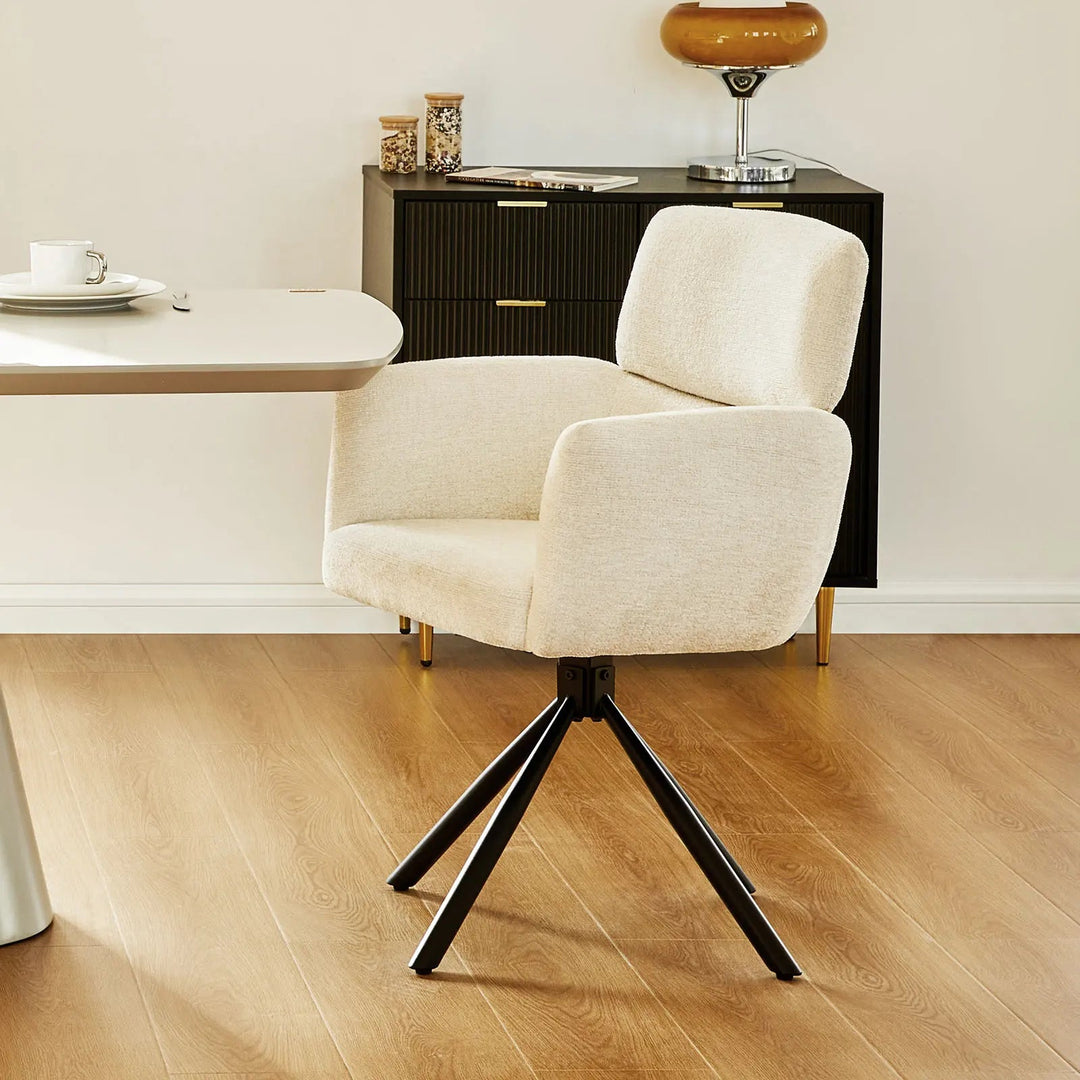 Castoro Swivel Dining Chair Cream White 1
