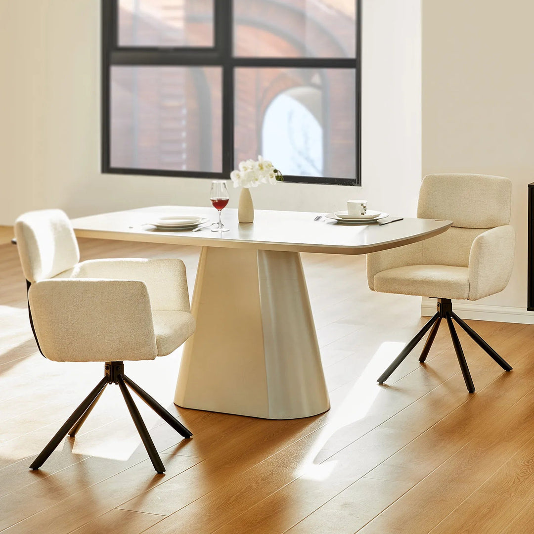 Castoro Swivel Dining Chair Cream White 2