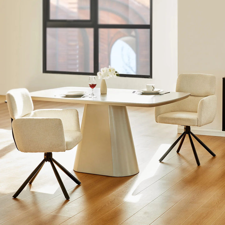 Castoro Swivel Dining Chair Cream White 2