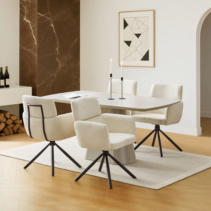 Castoro Swivel Dining Chair Cream White 3
