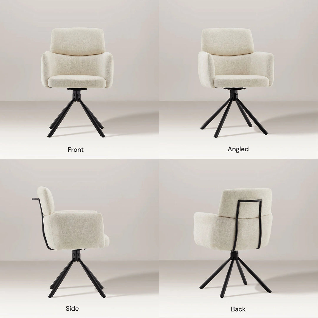 Castoro Swivel Dining Chair Cream White 5