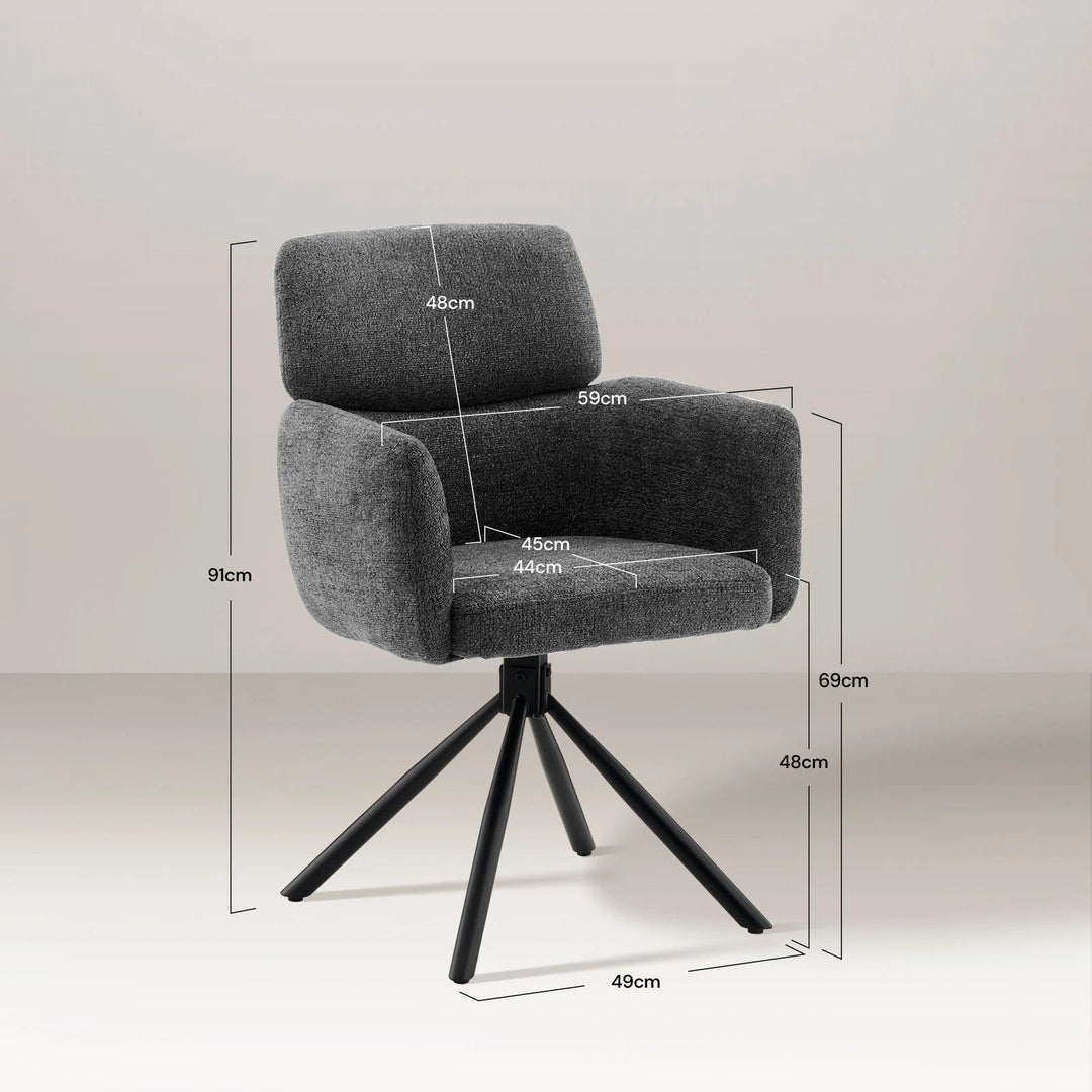 Castoro Swivel Dining Chair Grey Dimensions