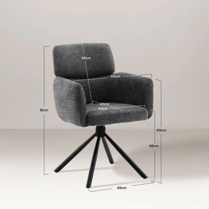Castoro Swivel Dining Chair Grey Dimensions