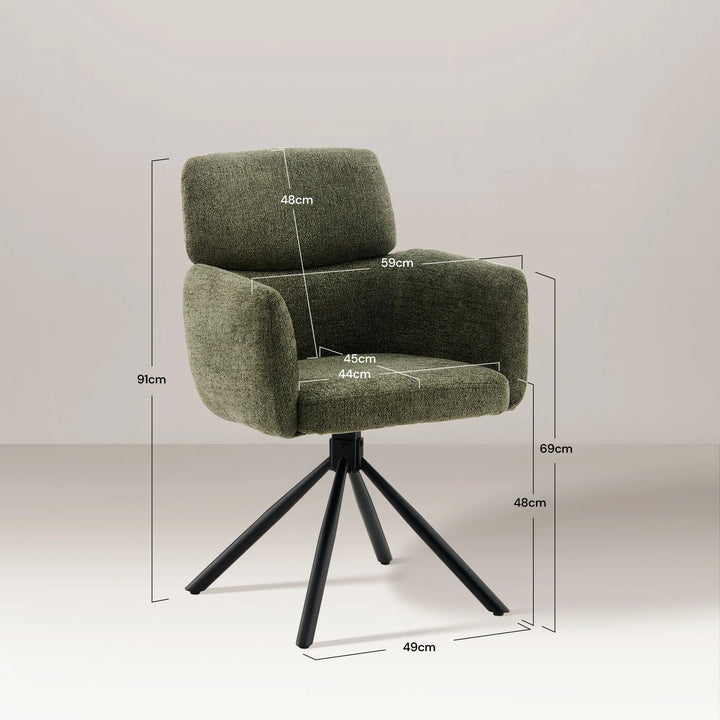 Castoro Swivel Dining Chair Olive Green Dimensions