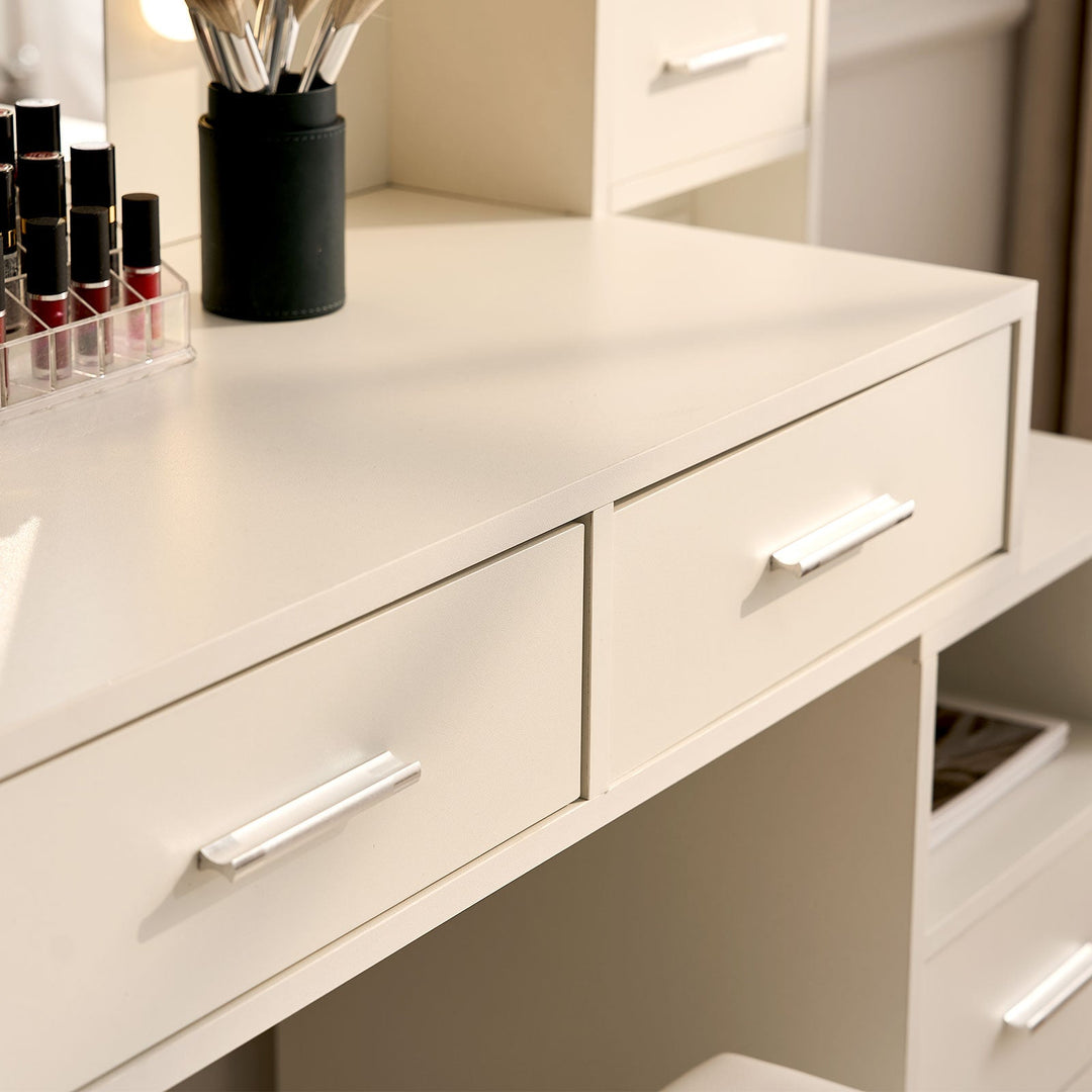 Dressing Table|White Vanity Table with Mirror,RGB Lights&Charging Station – CLIPOP furniture Dressing Table|White Vanity Table with Mirror,RGB Lights&Charging Station – CLIPOP furniture