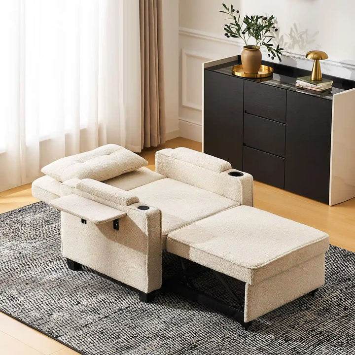 Clarkson Convertible Sofa Bed reclined to 180 degrees as a single bed for small spaces