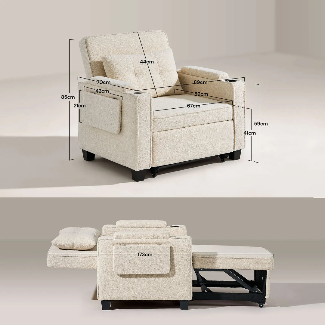  Dimensions of Clarkson 1-Seater Boucle Armchair