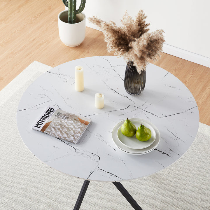 Clarris Round Dining Table [Marble Pattern][For 4-6]