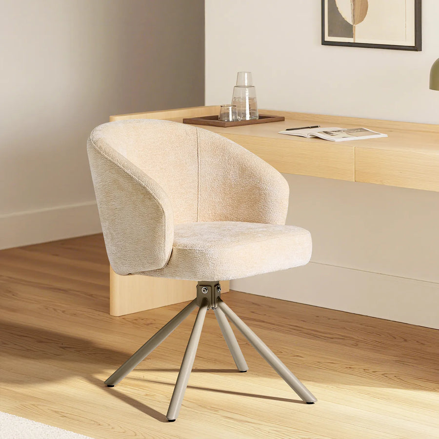 Cleo cream Swivel Chair at a home office desk
