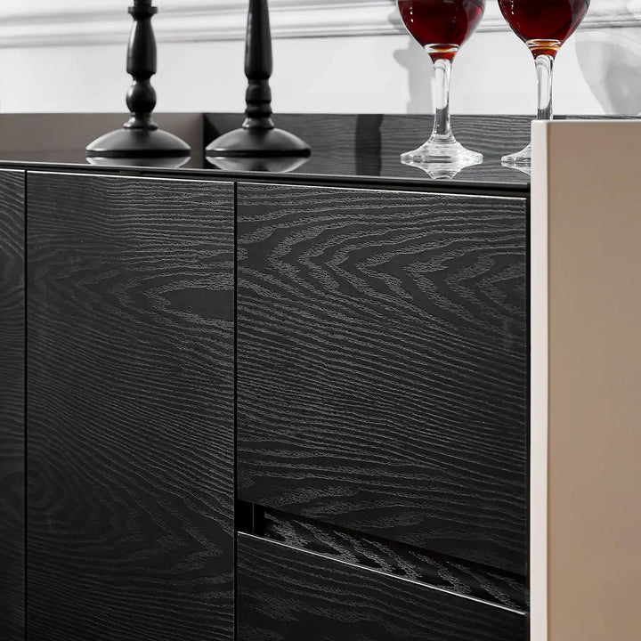 Close-up of The Dakota Medium Dining Sideboard showcasing wood grain texture