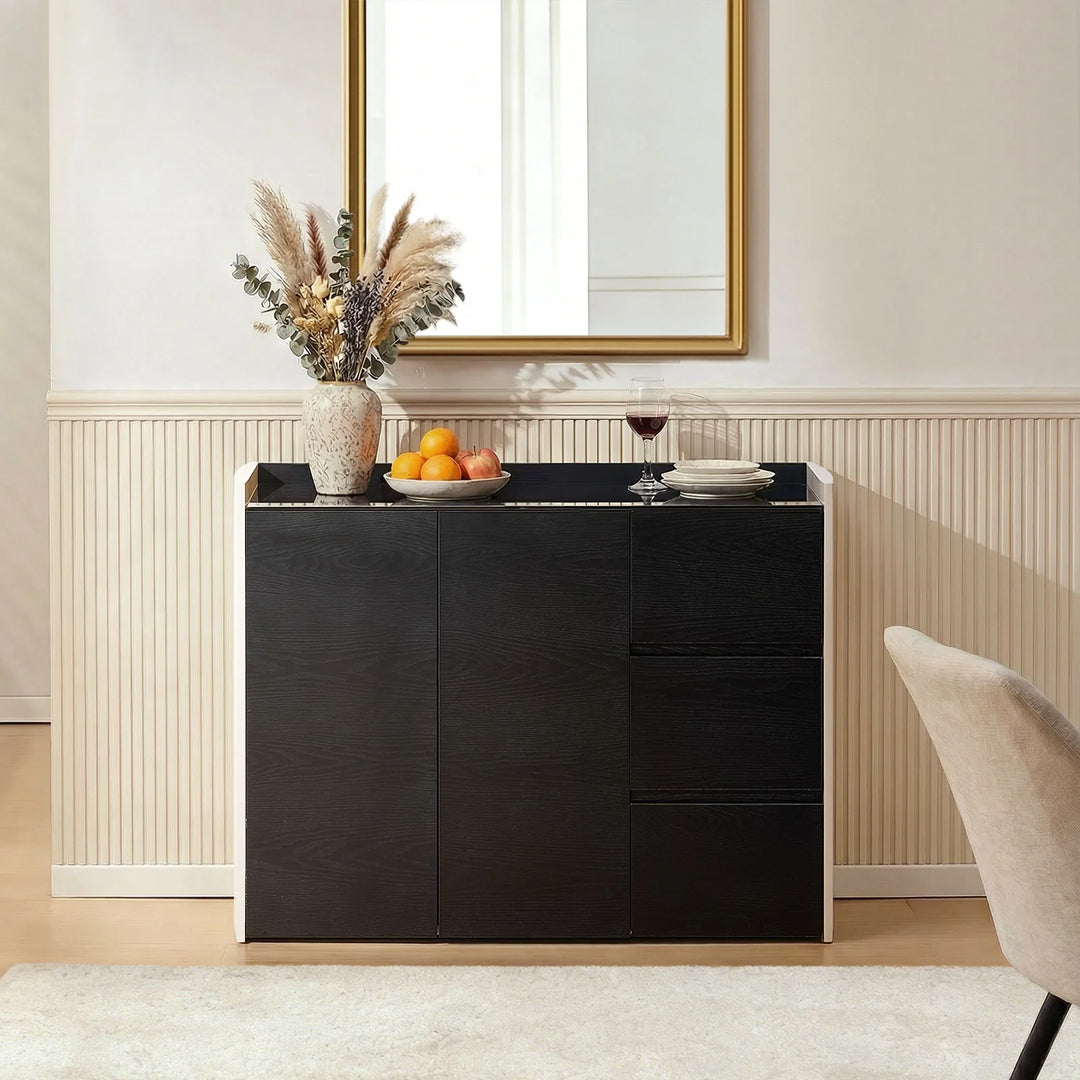The Dakota Medium Dining Sideboard is located in the dining room