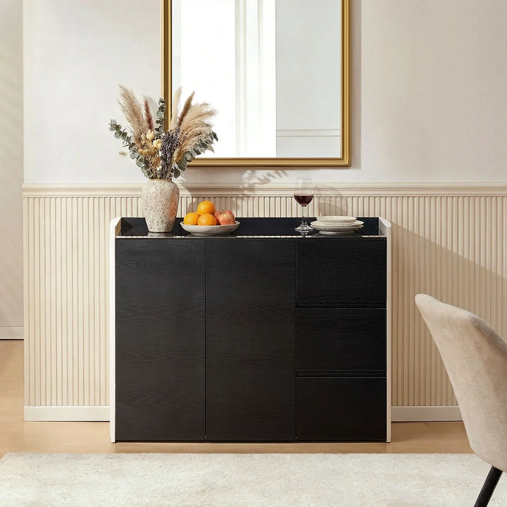The Dakota Medium Dining Sideboard is located in the dining room