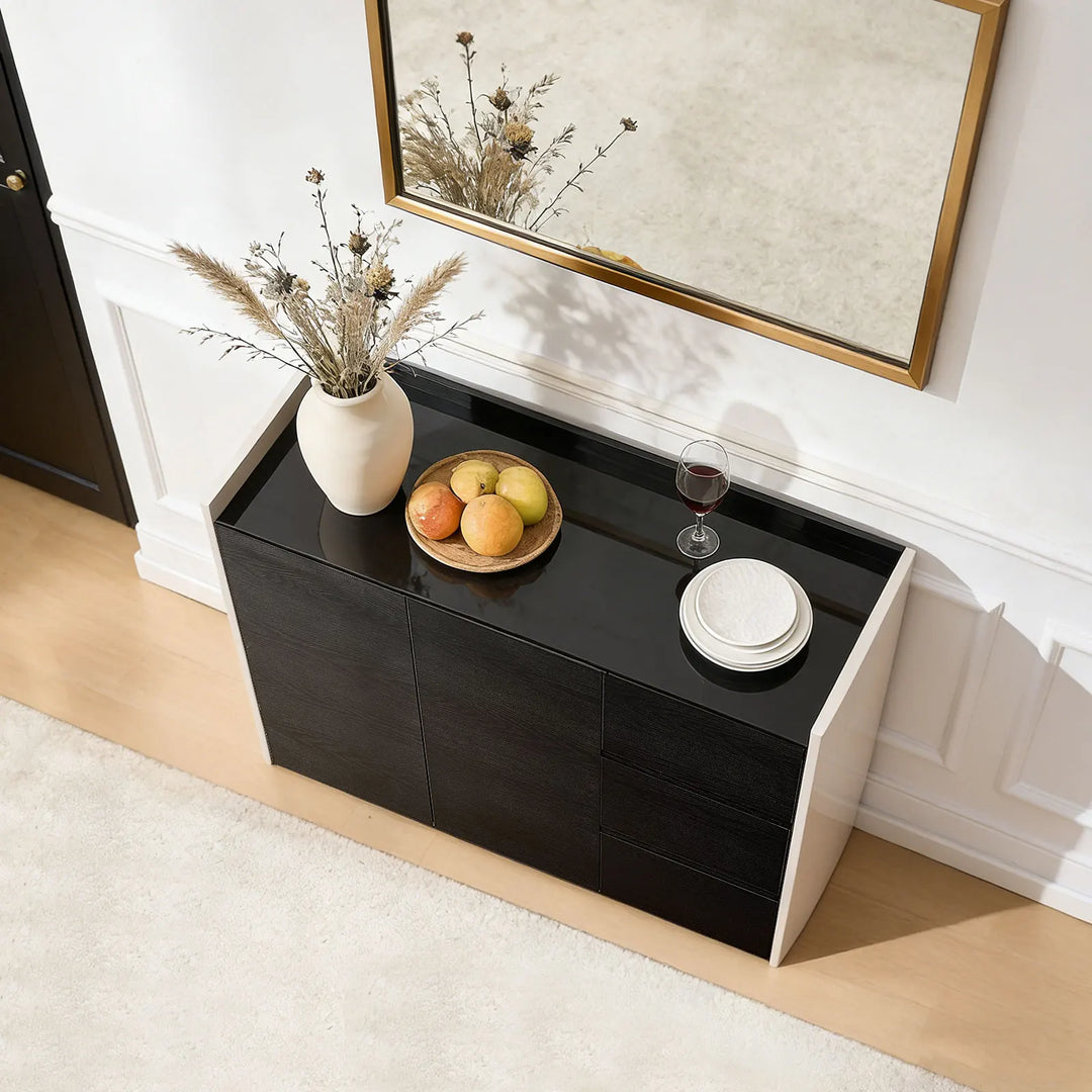 The Dakota Medium Dining Sideboard is located in the dining room