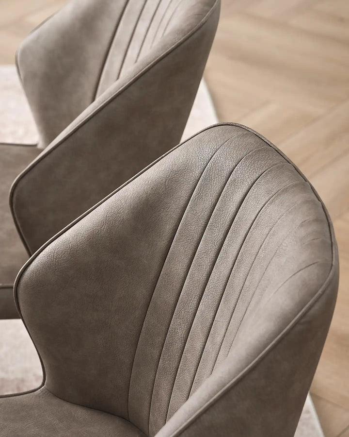 Top-down view showing the ergonomic curved back design of the Danforth dining chair.