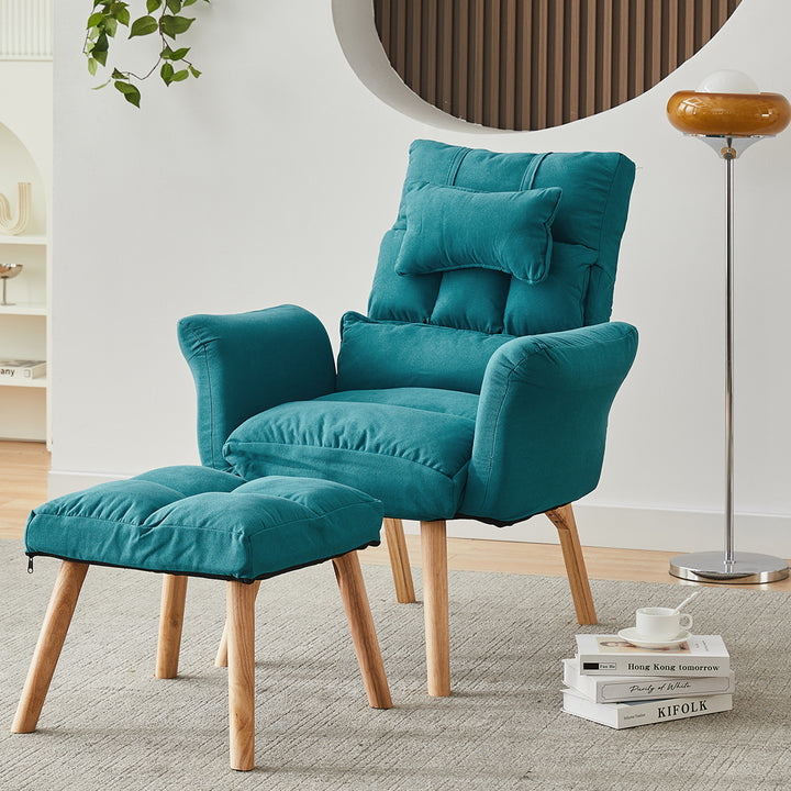 Danney High-Back Accent Chair with Ottoman