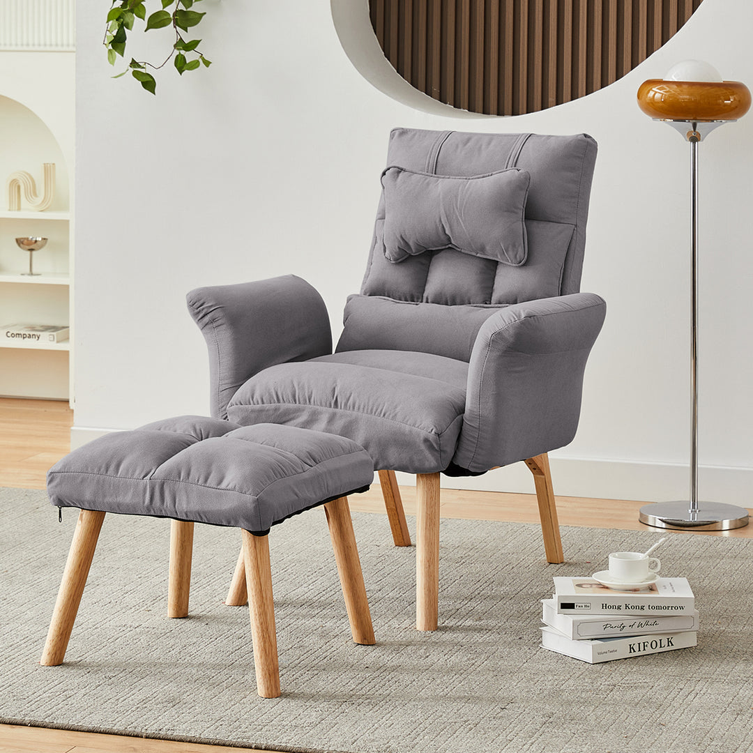 Danney High-Back Accent Chair with Ottoman