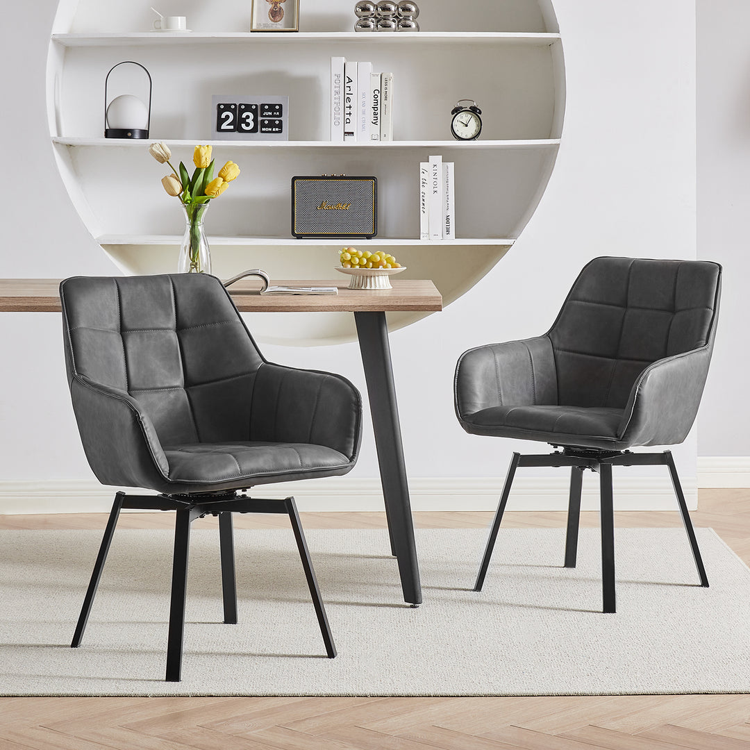 Danyl Swivel Dining Chairs[Set of 2] [PU Leather]