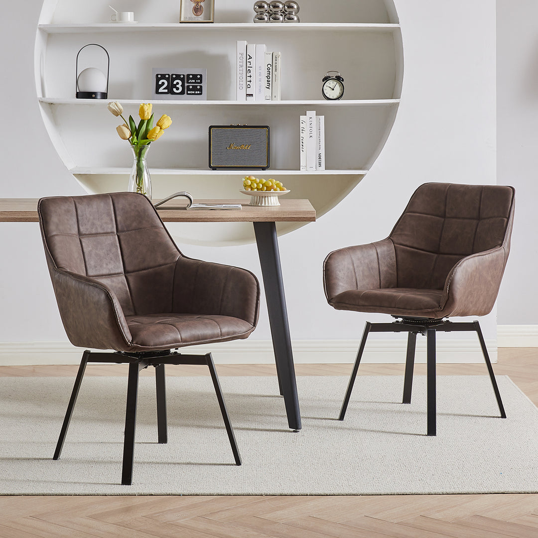 Danyl Swivel Dining Chairs[Set of 2] [PU Leather]