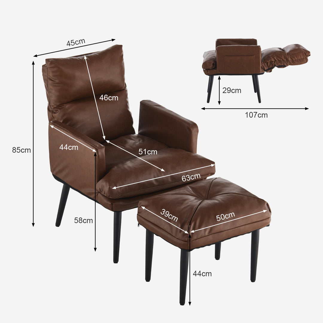 Diehl High-Back Accent Chair with Ottoman[PU Leather]