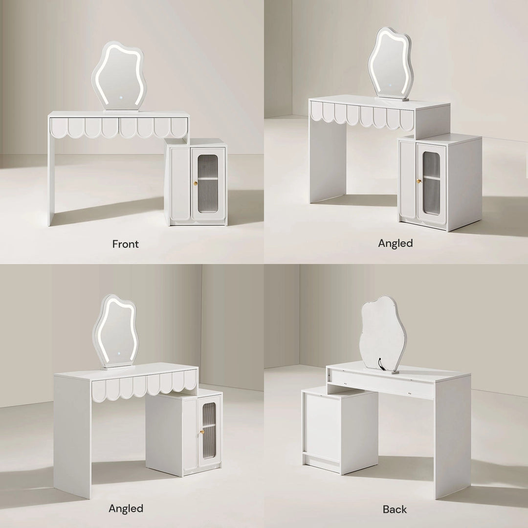 360° multi-angle view of the Doris Cloud Mirror Dressing Table
