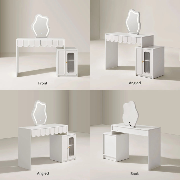 360° multi-angle view of the Doris Cloud Mirror Dressing Table