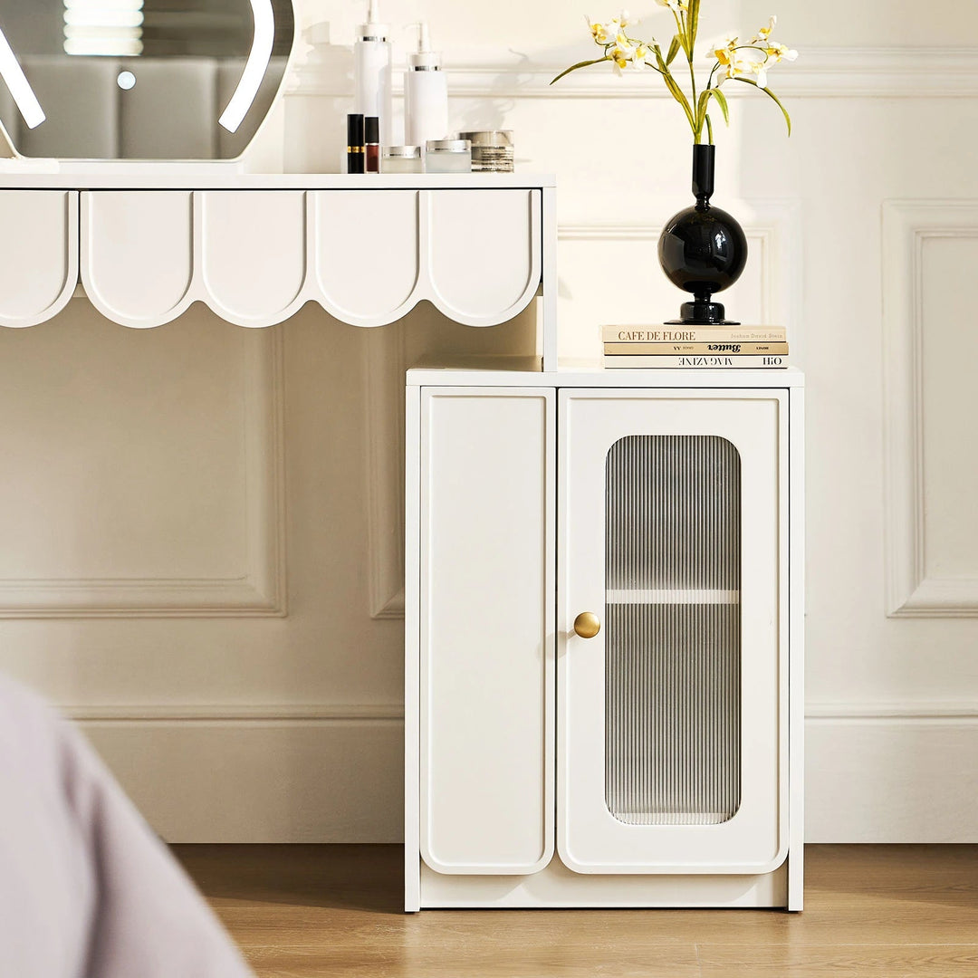 Extendable side cabinet of the Doris Cloud Mirror Dressing Table