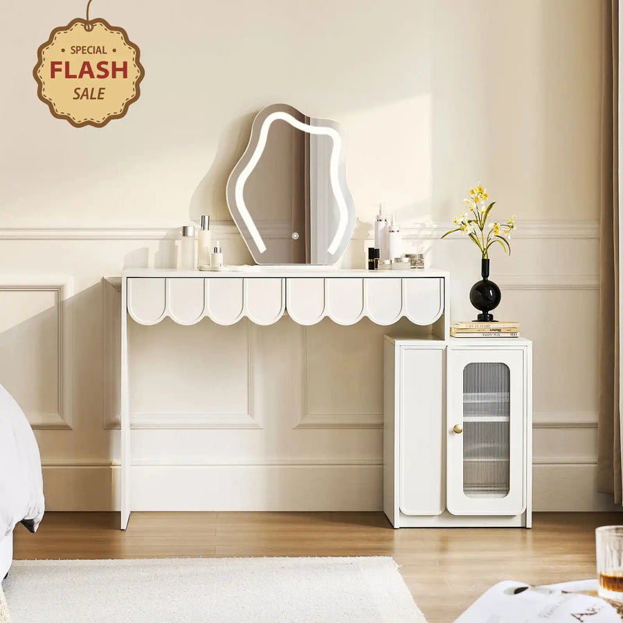 Doris Cloud Mirror Dressing Table with adjustable lighting