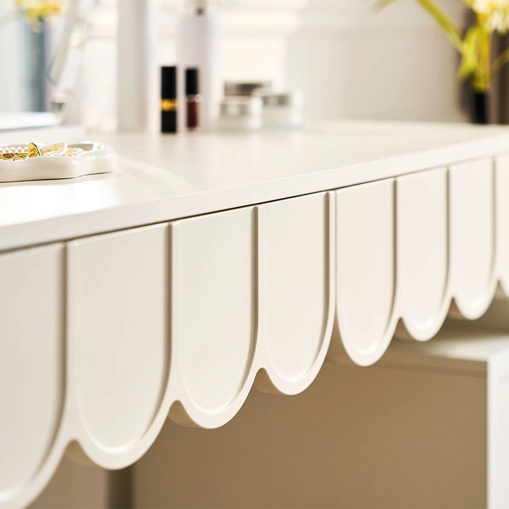 Curved arched drawer panel of the Cloud Mirror Dressing Table