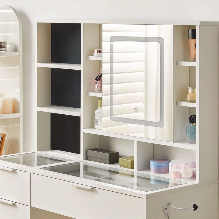 Dorla Dressing Table with LED mirror and adjustable lighting, cold, warm, and natural