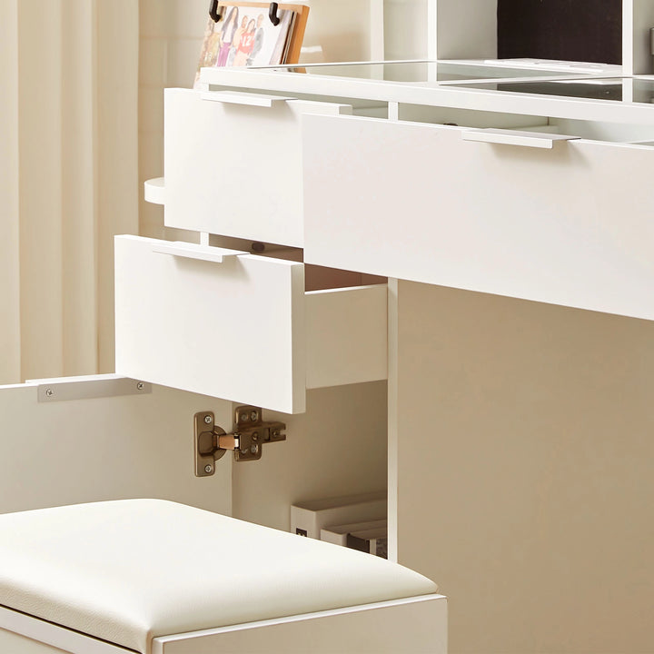 Dorla Dressing Table with three drawers and a cabinet, with a large storage space