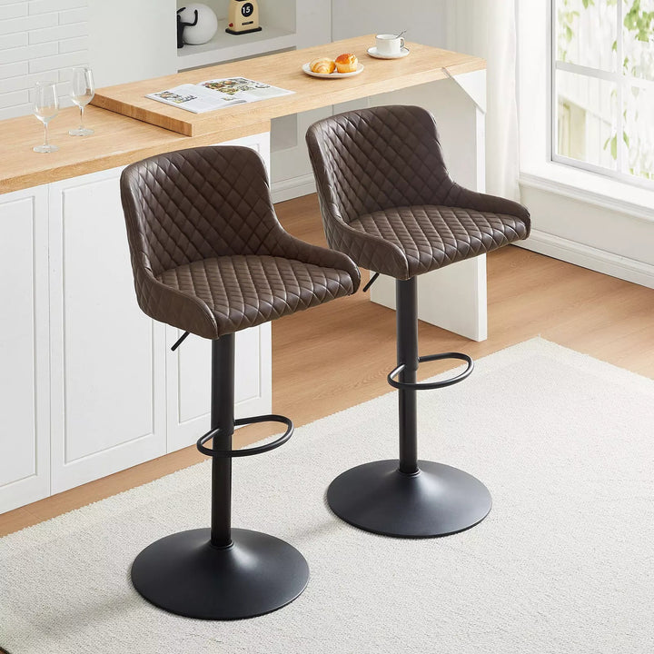 Dundas Swivel Bar Stools [Set of 2] [PU Leather] [Height Adjustable] - Clipop Furniture