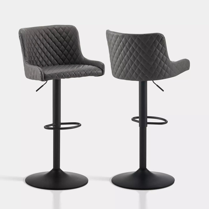 Dundas Swivel Bar Stools [Set of 2] [PU Leather] [Height Adjustable] - Clipop Furniture
