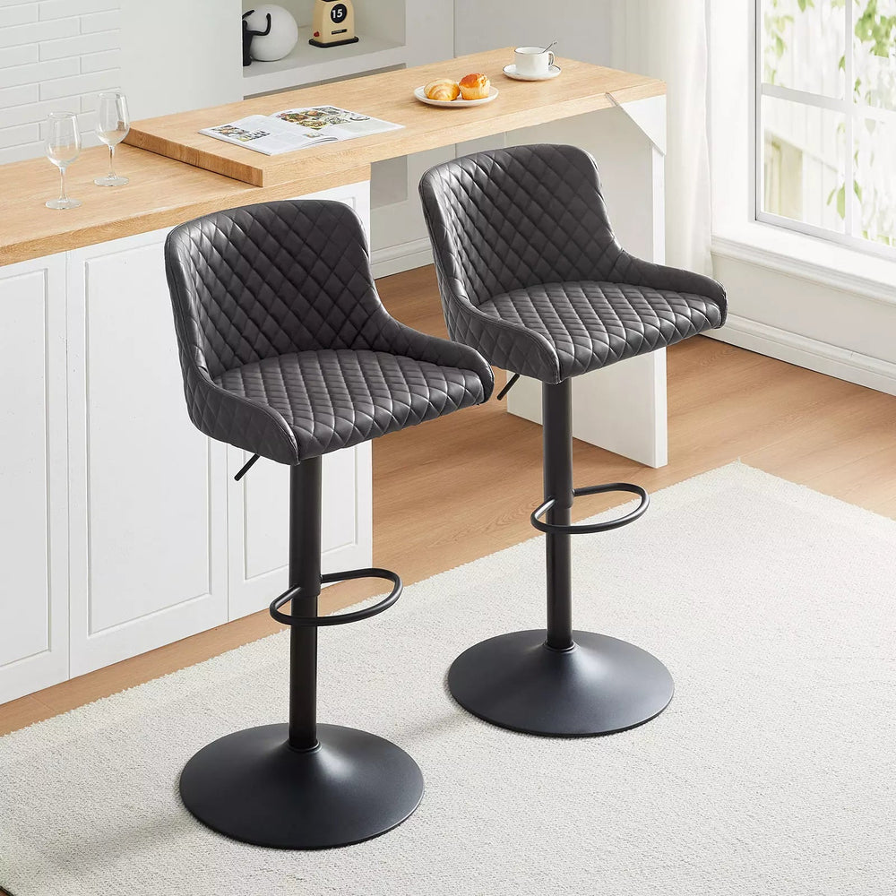 Dundas Swivel Bar Stools [Set of 2] [PU Leather] [Height Adjustable] - Clipop Furniture