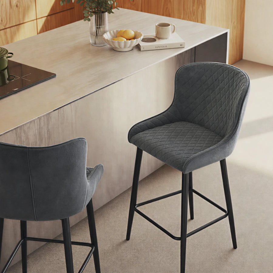 Dundas Velvet Bar Stools 65 cm with black metal legs