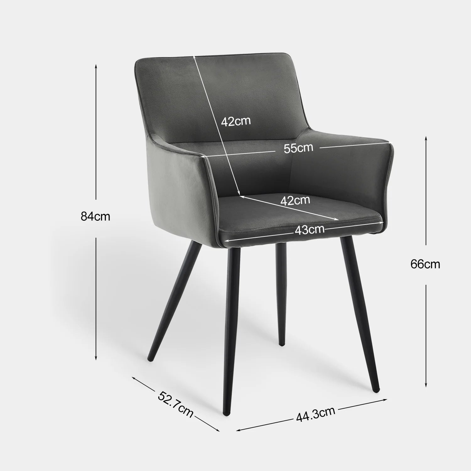 Ebern Velvet Armchairs in Grey Dimensions