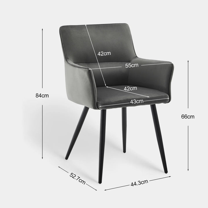 Ebern Velvet Armchairs in Grey Dimensions
