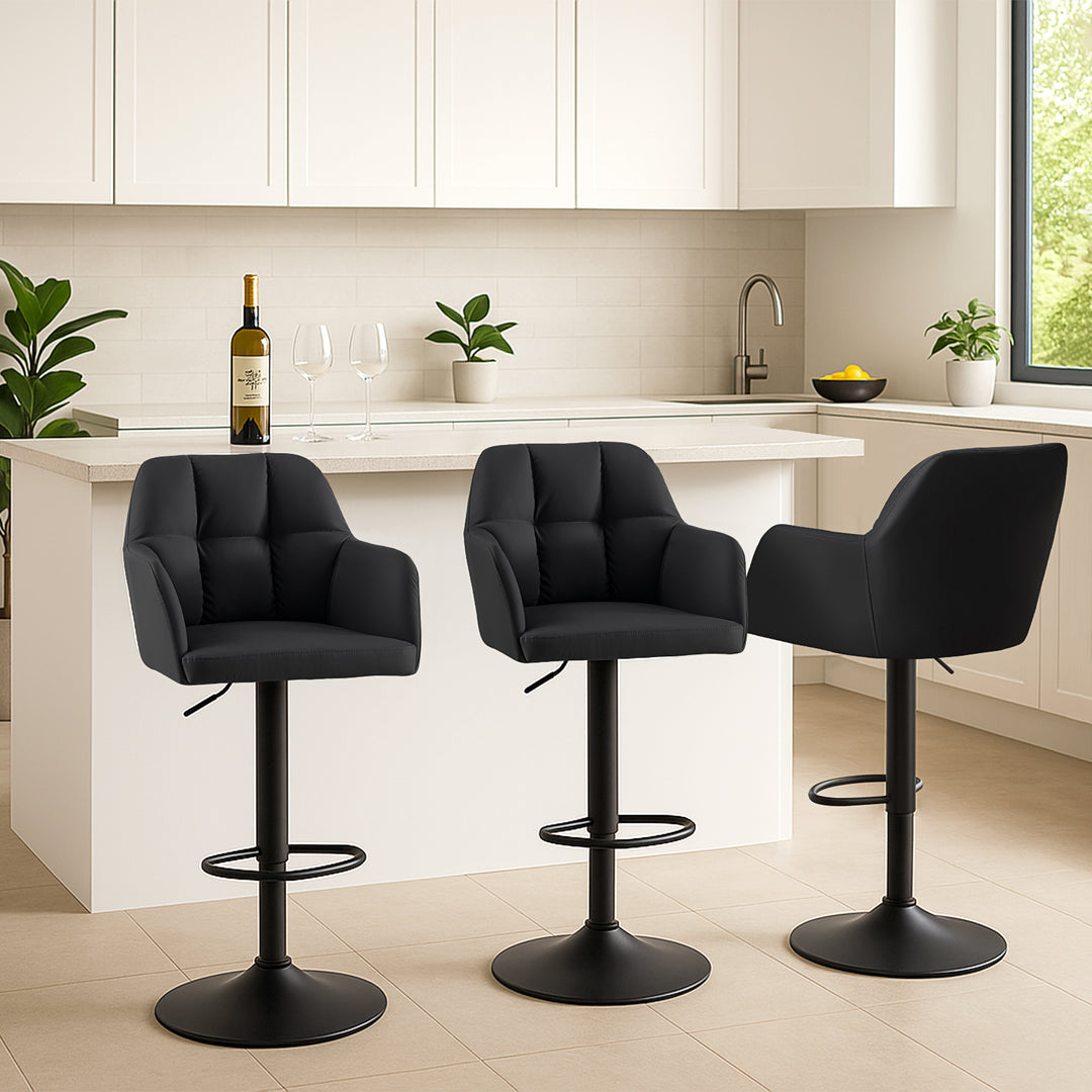 Edion Swivel Bar Stool [Set of 2] [Height Adjustable] [PU Leather]