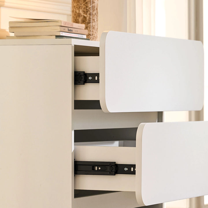 Close-up of Ennis Chest of Drawers drawer runners, featuring a smooth and quiet glide mechanism for effortless use.