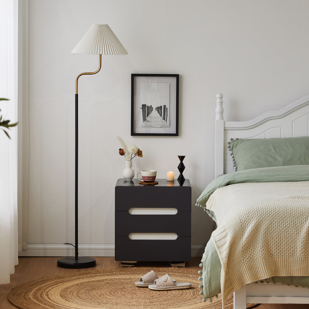 Erinn Modern LED Light Bedside Nightstand [2/3 Drawers] [Charging Station]