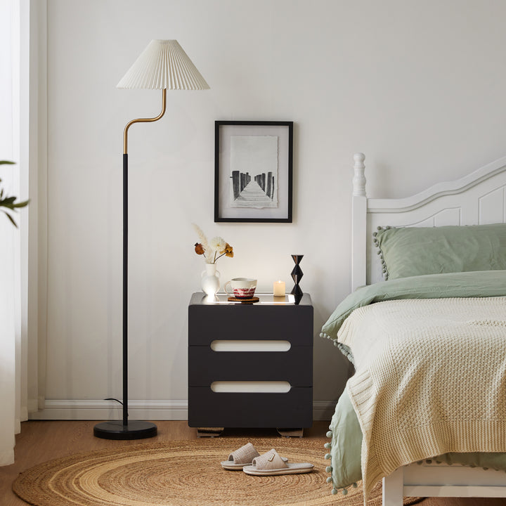 Erinn Modern LED Light Bedside Nightstand [2/3 Drawers] [Charging Station]