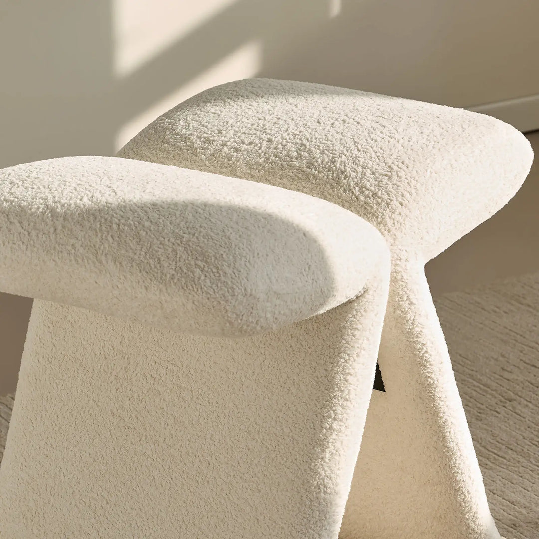 Faye cream white Accent Stool inspired by a bow and butterfly shape, a sculptural accent ideal as a birthday or housewarming gift