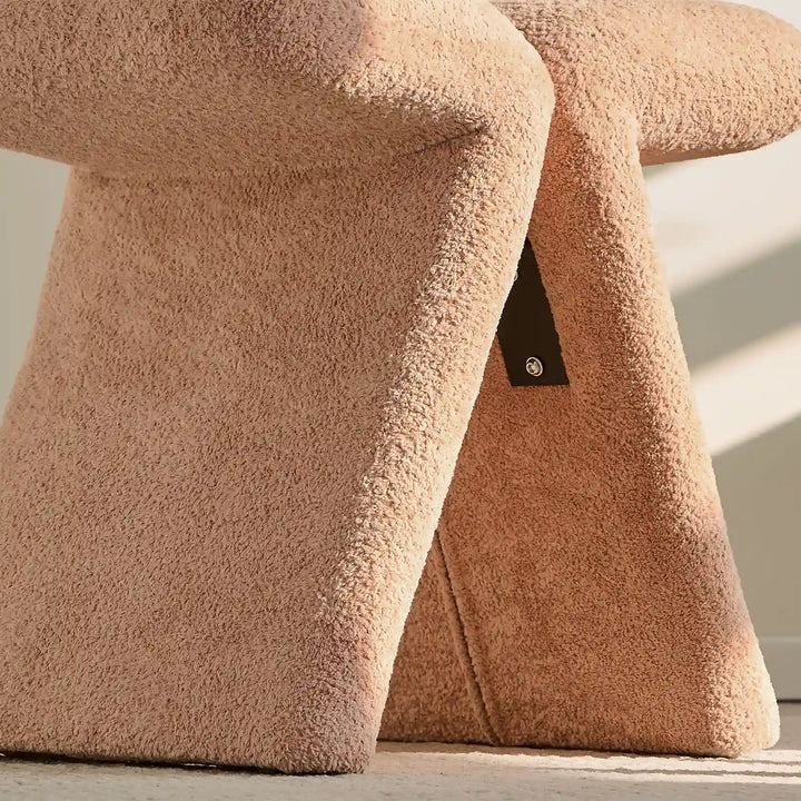 Faye Pink Vanity Stool featuring metal support between the legs for added stability and strength