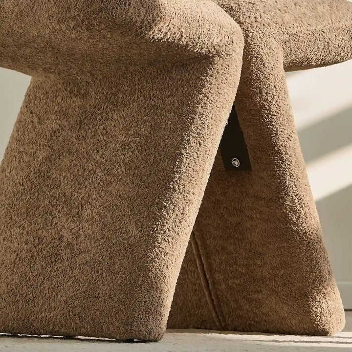 Faye Teddy Brown Vanity Stool featuring metal support between the legs for added stability and strength