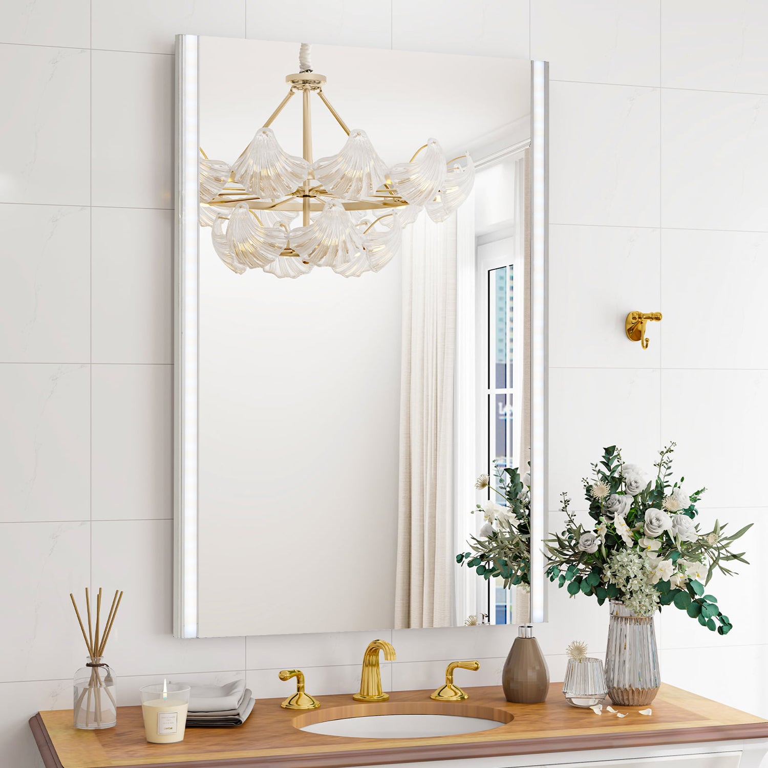 Gold bathroom on sale mirror light