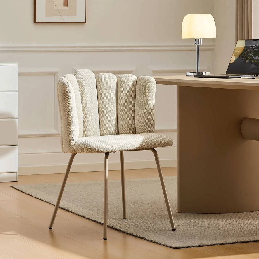 Modern Fleur Cream Fabric desk chair used as a stylish home office chair.