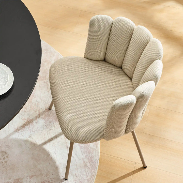 Soft padded seat of Fleur Cream Fabric desk chair offering comfort and support.