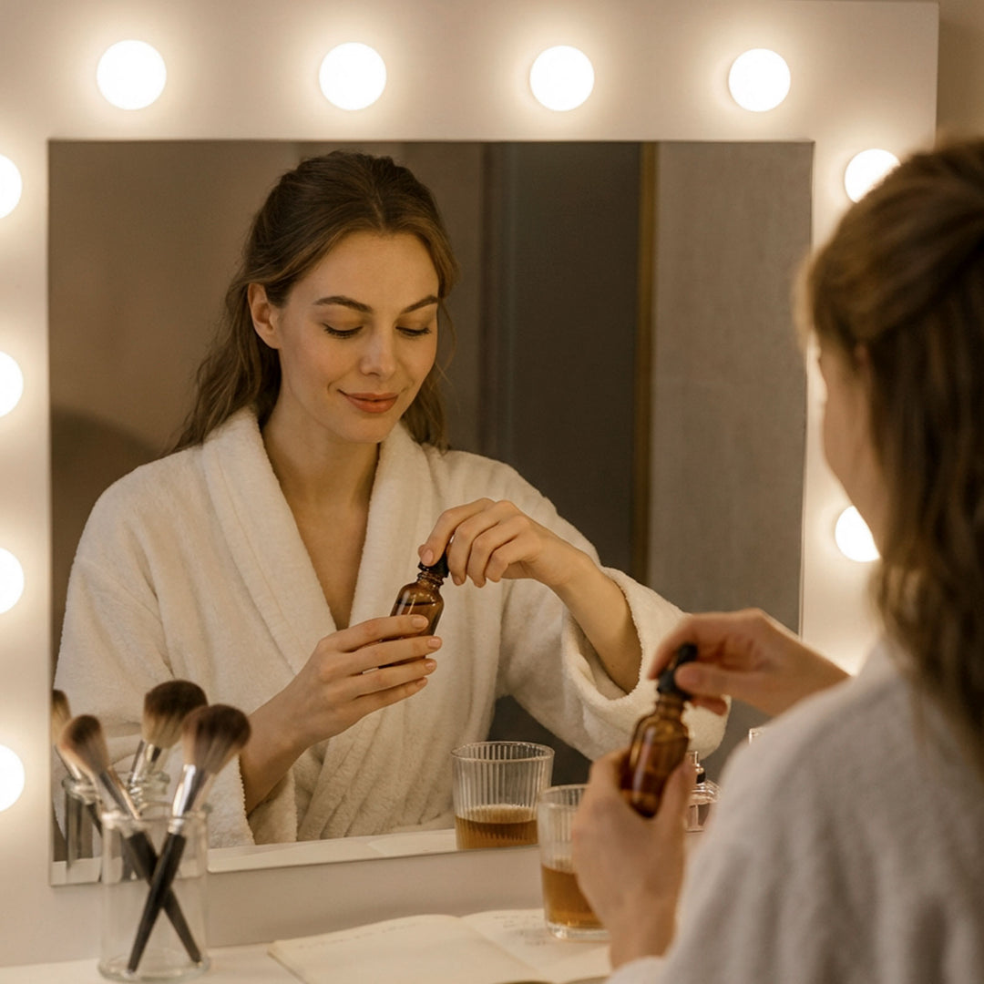 Hollywood 1-Drawer White Dressing Table Set