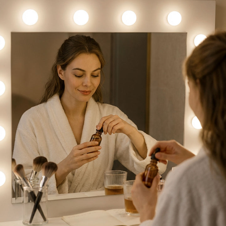 Hollywood 1-Drawer White Dressing Table Set