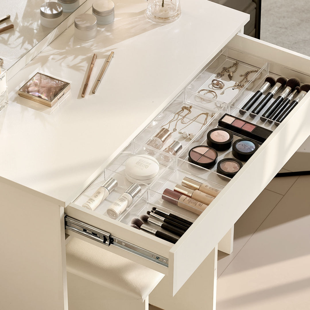 Hollywood 1-Drawer White Dressing Table Set