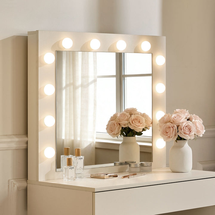 Hollywood 1-Drawer White Dressing Table Set